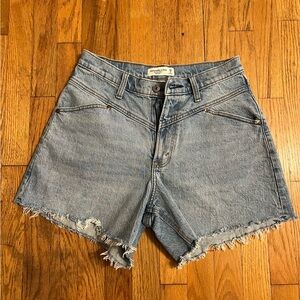 Abercrombie & Fitch Curve Love High Rise Dad Shorts with Frayed Hem